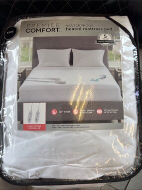 Premier White Waterproof Heated Mattress Pad - King
